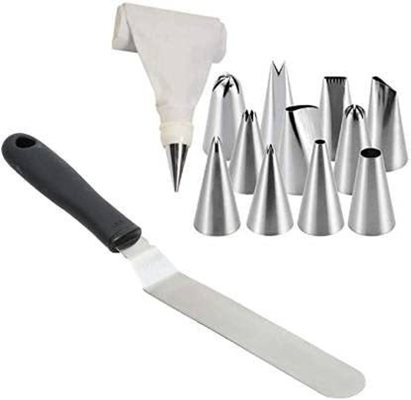 AL ATASH of 12pcs decorator and 1pc cake angular palette knife (Pack of 13) Kitchen Tool Set(Silver, Knife, Baking Tools)