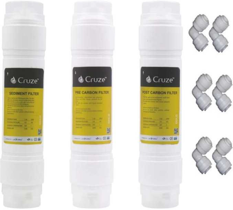 cm enterprises CM Cruze Gold Inline Pre Carbon, Sediment & Post Carbon Filter Set with 6 Elbow Wound Filter Cartridge(0.005, Pack of 9)