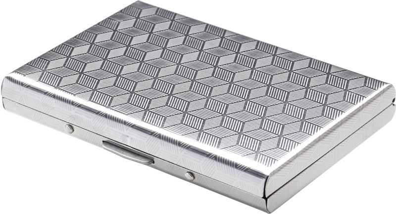 StealODeal The Metal Credit/Debit Cardholder With Cube Mirror Design 6 Card Holder(Set of 1, Silver)