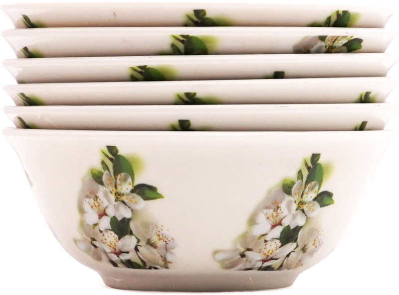 BATANIYA Melamine Serving Bowl Mor Pankh Designer(Pack of 6, White)