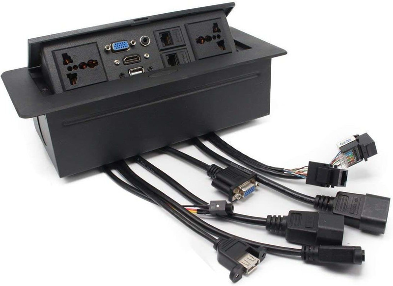 Morwater 10 Module Hydraulic Conference Table Connectivity and Pop Up Box Cable Cubby Multipurpose Controller