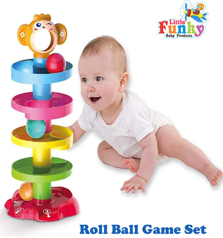 Little Funky 5 layer ball drop and roll swirling tower for toddler development educational(Multicolor)