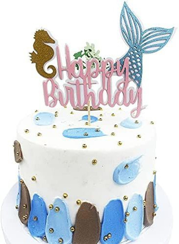Festiko Festiko Glitter Mermaid Theme Happy Birthday Cake Cake Topper(multicolor Pack of 1)