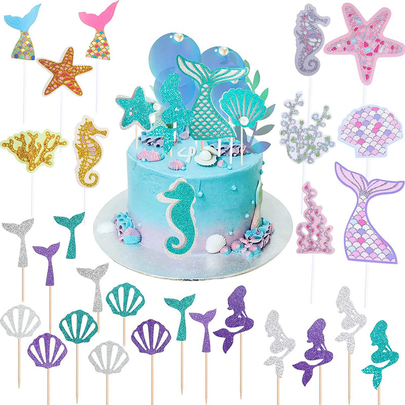 Festiko Festiko Mermaid Cake Toppers,Mermaid Birthday Part Cake Topper(multicolor Pack of 1)