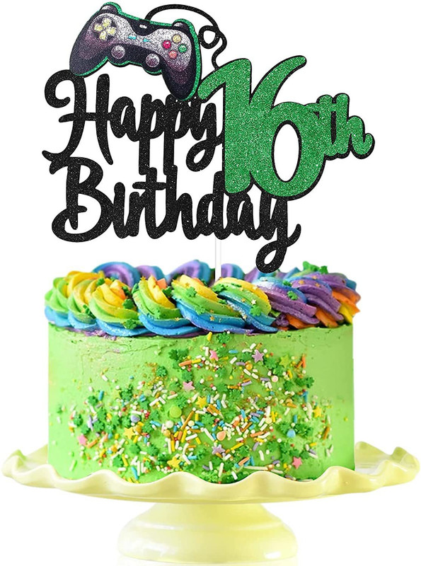 Festiko Festiko®Video Game Happy 16th Birthday Cake Topper Cake Topper(multicolour Pack of 1)