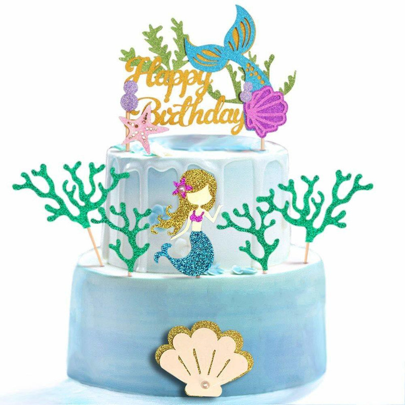 Festiko Festiko Mermaid Cake Topper, Glitter Mermaid Birt Cake Topper(multicolor Pack of 1)