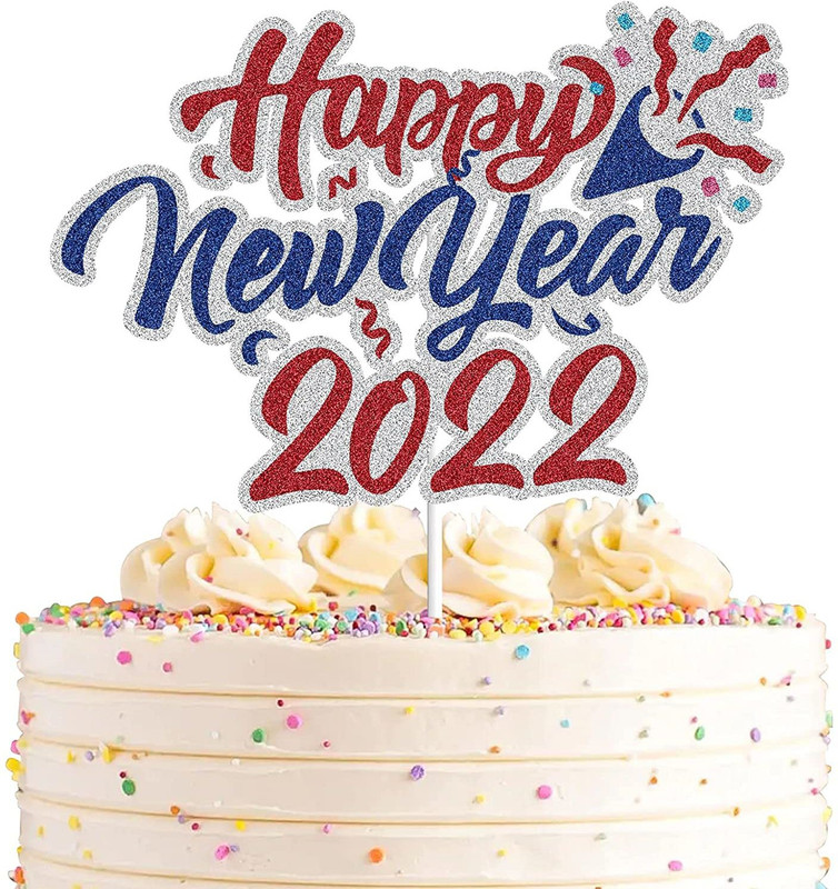 Festiko Festiko Happy New Year 2022 Cake Toppers Party Top Cake Topper(Multi color Pack of 1)