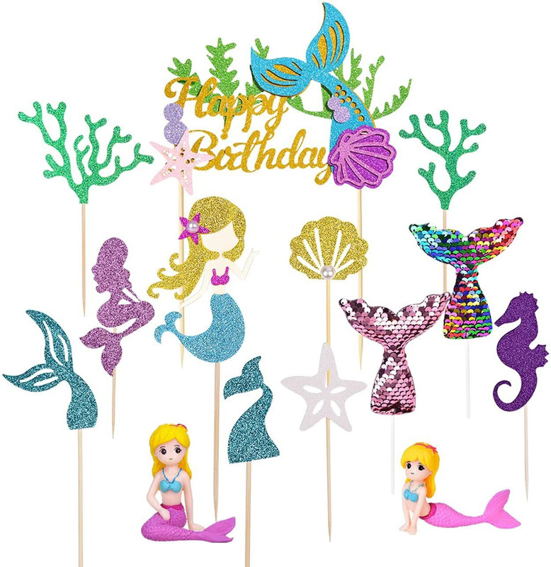 Festiko Festiko Mermaid Cake Toppers, Dokuna Glitter Merma Cake Topper(multicolor Pack of 1)