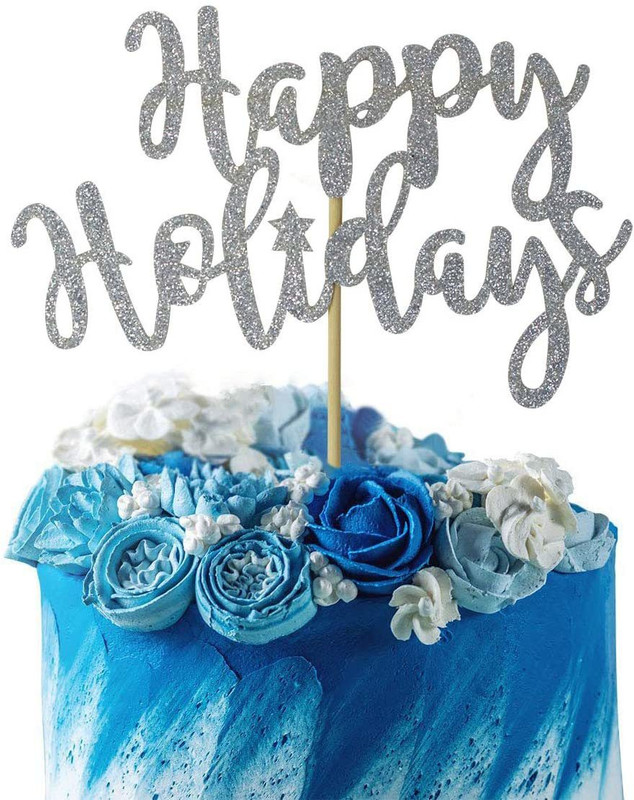 Festiko Festiko Silver Happy Holiday Cake Topper,Welcome 2 Cake Topper(Silver Pack of 1)