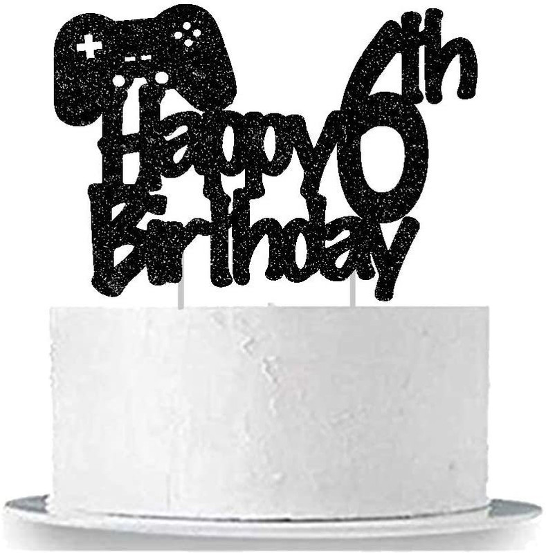 Festiko Festiko Video Game Cake Topper 8 Year Old Birthday Cake Topper(black Pack of 1)