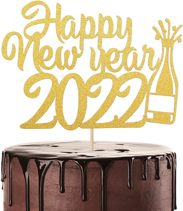 Festiko Festiko 2022 Happy New Years Cake Topper for New Y Cake Topper(Gold Pack of 1)