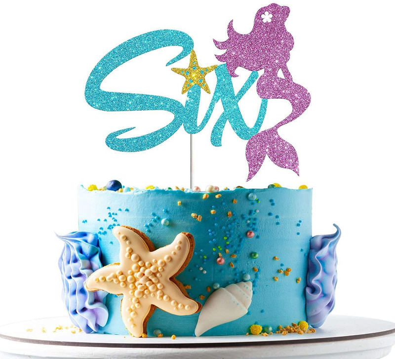 Festiko Festiko Mermaid Six Cake Topper, Happy 6th Birthda Cake Topper(multicolor Pack of 1)