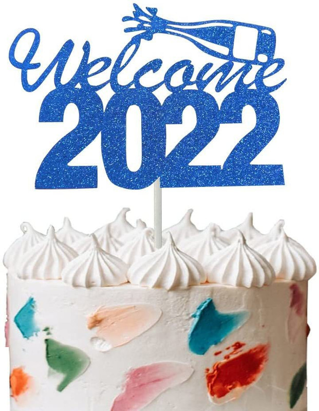 Festiko Festiko Blue Glitter Welcome 2022 Cake Topper - Ha Cake Topper(Blue Pack of 1)