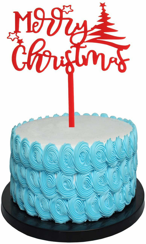 Festiko Festiko Red Merry Christmas Cake Topper - Holiday Cake Topper(Red Pack of 1)
