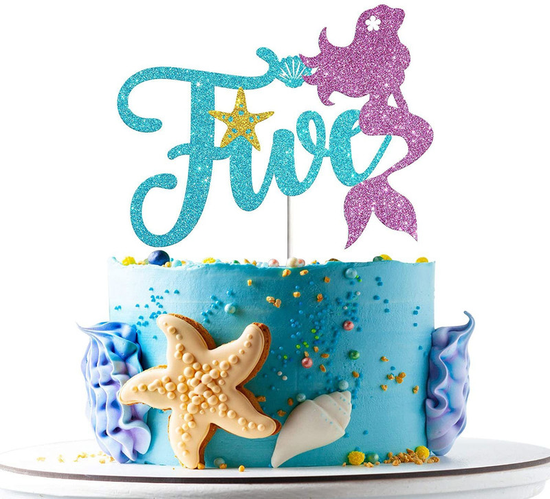 Festiko Festiko Mermaid Five Cake Topper, Happy 5th Birthd Cake Topper(multicolor Pack of 1)