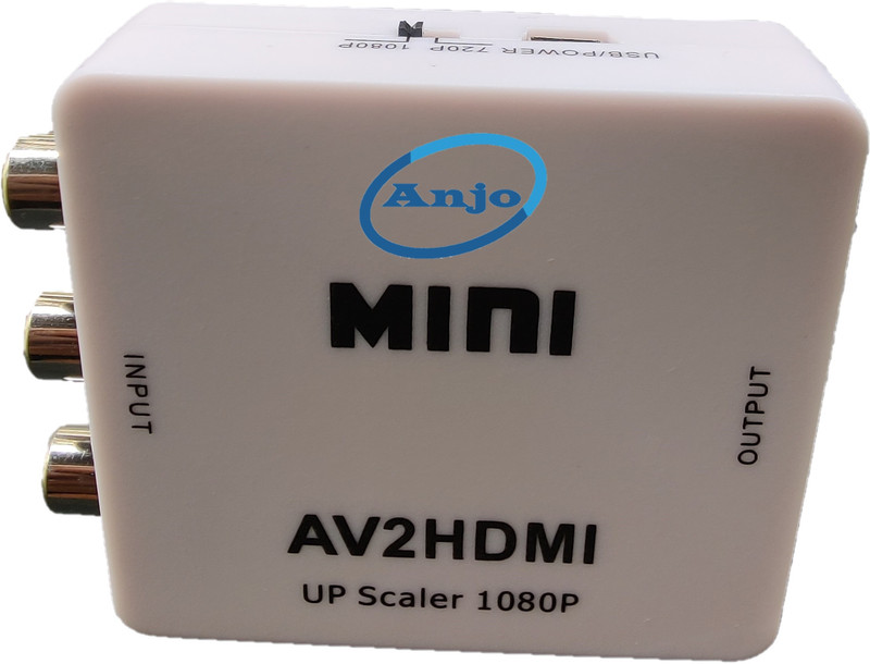 ANJO AV to HDMI 1080P Full HD Audio Video Converter Adapter (3 RCA CVBS to HDMI) with USB Power Cable for HDTV-Standard TV Converter, PC, Laptop, Computer, Gaming-Play Station, Projector Display ETC. Media Streaming Device(White)