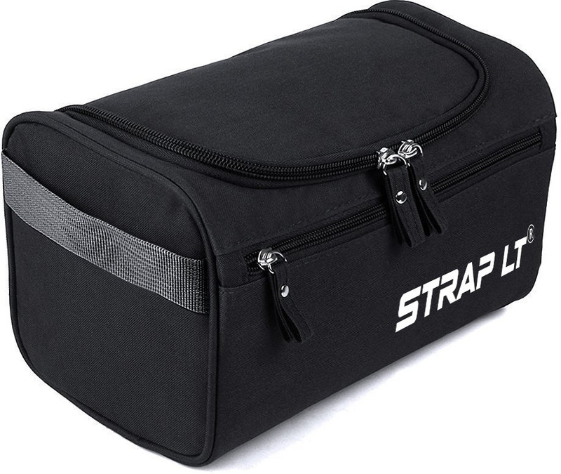 Straplt Hanging Travel Drop Kit Packing Travel Essentials Bathroom Shower Bags with Hook Perfume, Shampoos, Toothpaste, Makeup, Shaving Creams Vanity Box(Black)