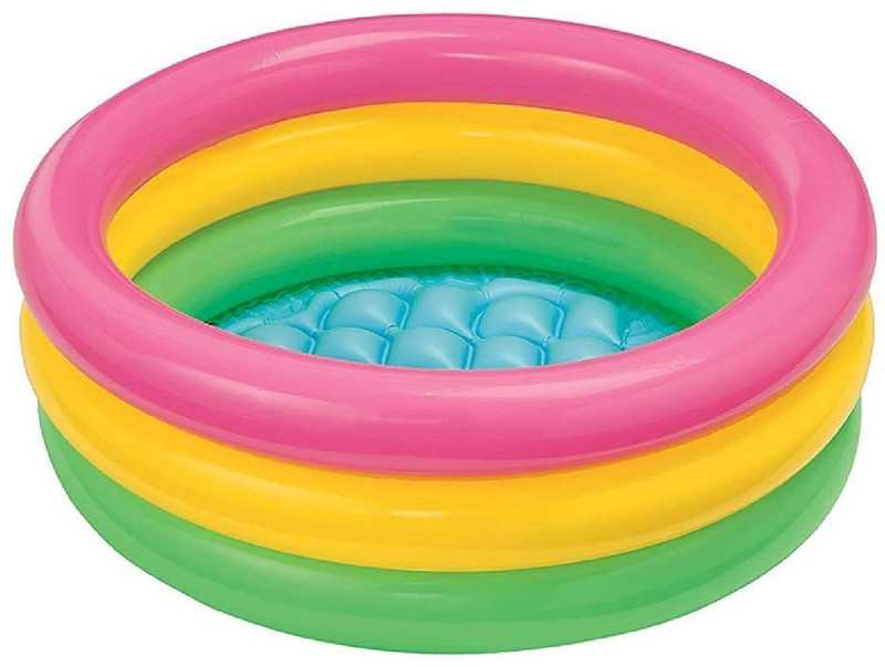 Jeeguru Traders 2 Feet Inflatable Baby Pool with 3 Round Rings for Kids(Multicolor)