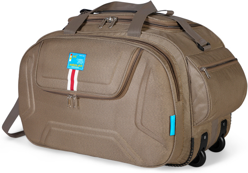 MEDLER (Expandable) DERBEN-BEIGE Polyester Cabin Size Luggage Duffle Strolley Bag Duffel With Wheels (Strolley)