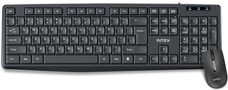 Intex KB+MS Combo (Genie) Wired USB Standard Multi-device Keyboard Compatible with Desktop, Laptop, Mac Genie(Black)