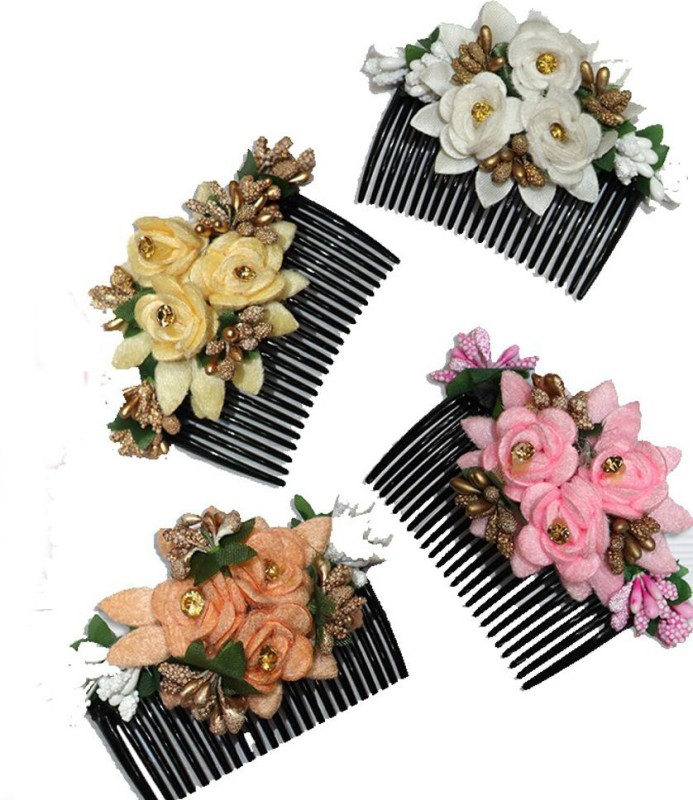 Myra Collection Flower Design Jooda Hairpin Comb (Pack of 4) Hair Clip(Multicolor)