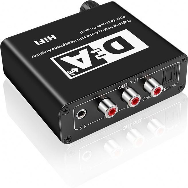 Tobo HIFI DAC Amp Digital To Analog Audio Converter Decoder 3.5mm AUX RCA Amplifier Media Streaming Device(Black)