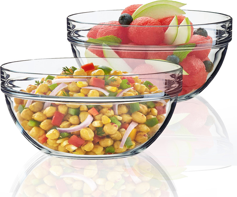 LUMINARC Glass Mixing Bowl(Pack of 2, Clear)