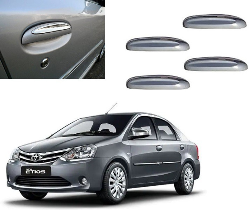 Uniqon (Pack Of 4 Pcs) Car Door Catch Handle Chrome Cover For Toyota Etios Liva Cars Car Grab Handle Cover