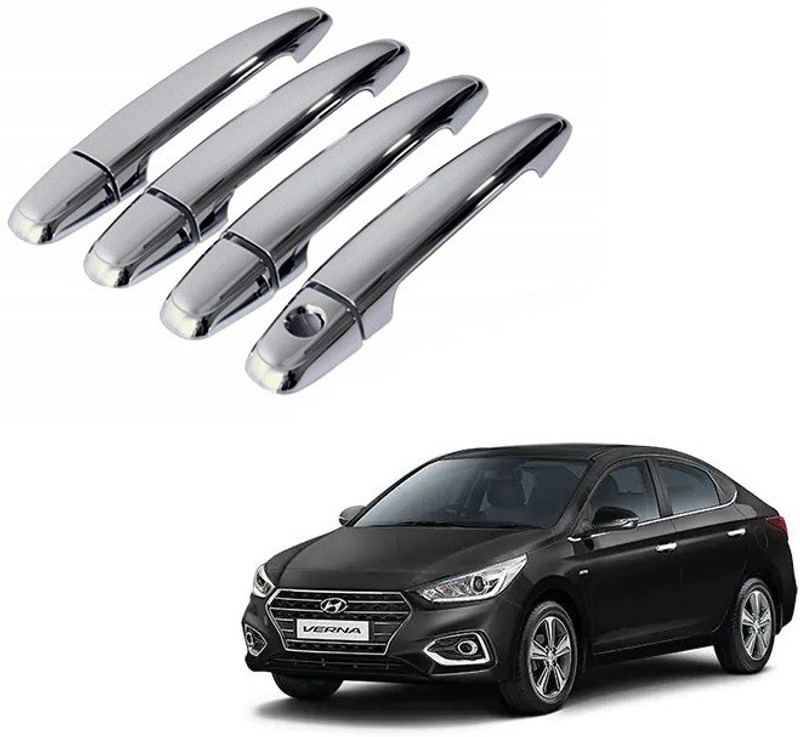 Adhvik (Pack Of 4 Pc) Car Door Catch Handle Cover Chrome For Hyundai Verna 2017-22 Cars Car Grab Handle Cover