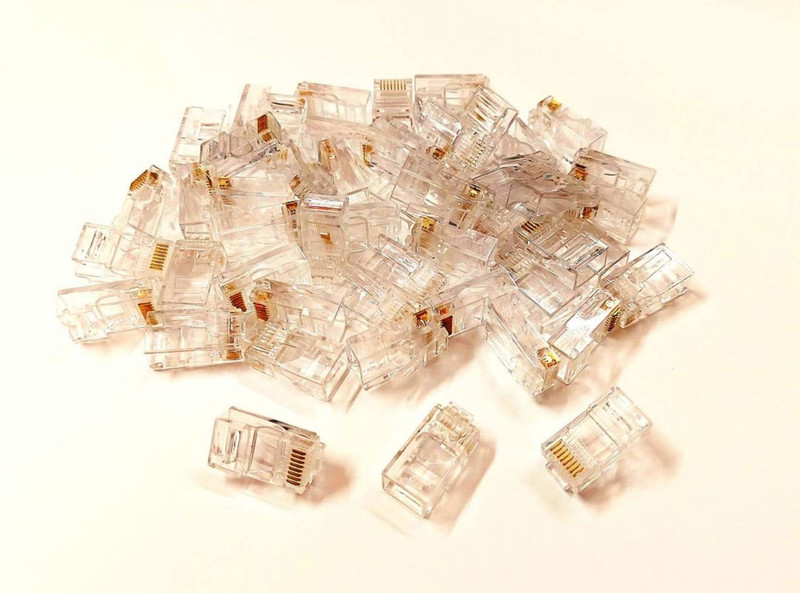 ERHIndia (Pack of 50) RJ45 Cat6 Pass Through Connectors Modular Plug for Solid Wired Ethernet Lan Adapter compatible with Mac(100 Mbps)