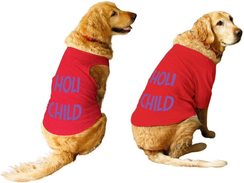RUSE Tank, T-shirt for Dog(Set Of 2 Holi Child Printed Tees Gift for Dogs(Red))
