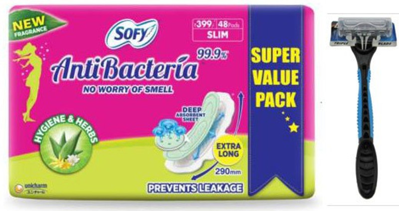 SOFY Combo Anti Bacteria Extra Long XL ( 48 Pieces ) Sanitary Pad(Pack of 48)