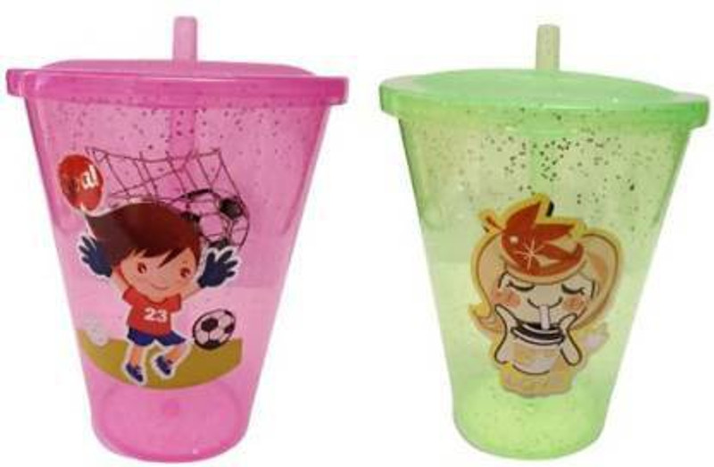 Cltllzen CLT Plastic Sipper Glass With Straw(Multicolor)