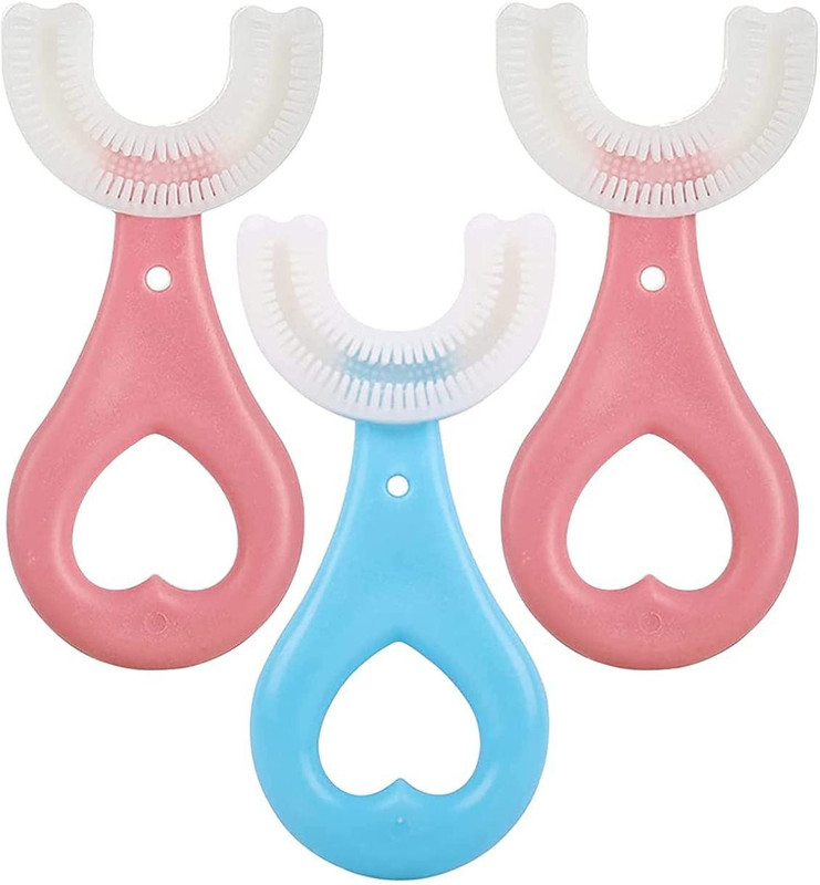 FLOSTRAIN U Shaped Toothbrush { 3 Pcs } for Kids Manual Whitening Toothbrush Extra Soft Toothbrush(Pack of 3)