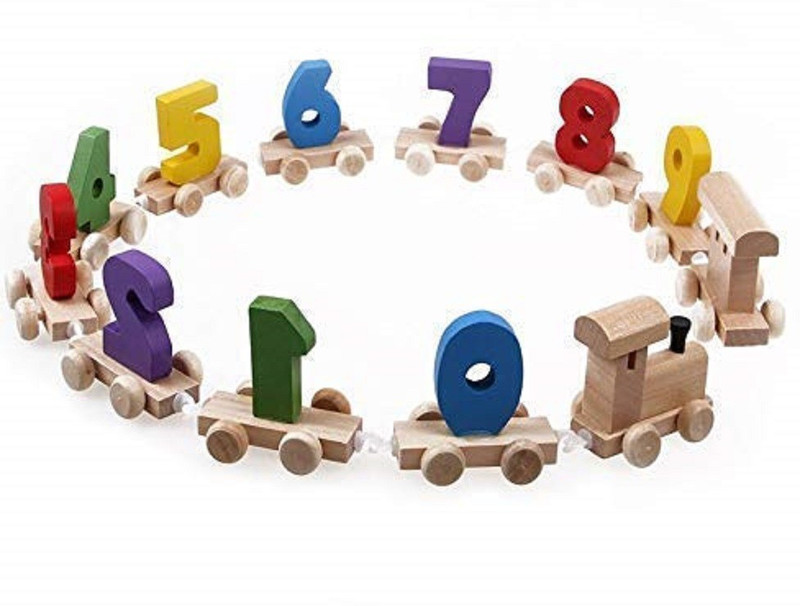 Revcoz Wooden 0-09 Numbering Train Toy Great Digital Train Educational Toy(Multicolor)