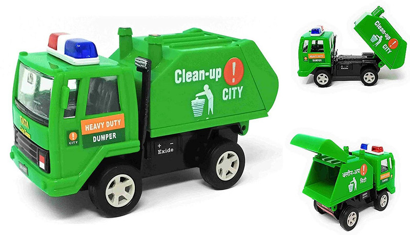 Mytoykid Garbage Dumper Truck Clean up City Toy with Pull Back Action, Vehicle for Kids(Green)