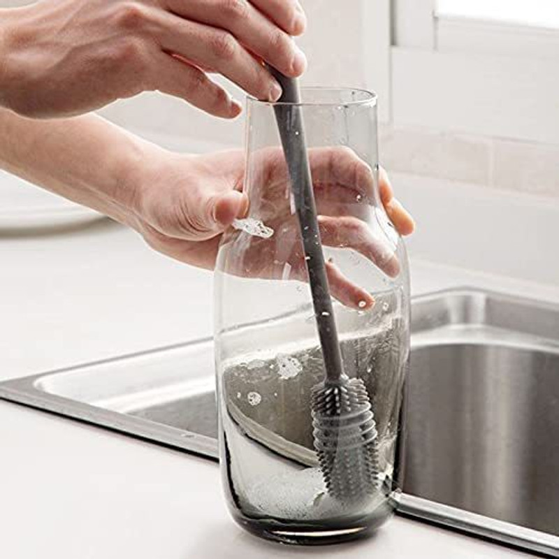 conifer Cleaning Brush Washing Bottle Containers, Flask, Sports Bottle Vase Glassware(Grey)
