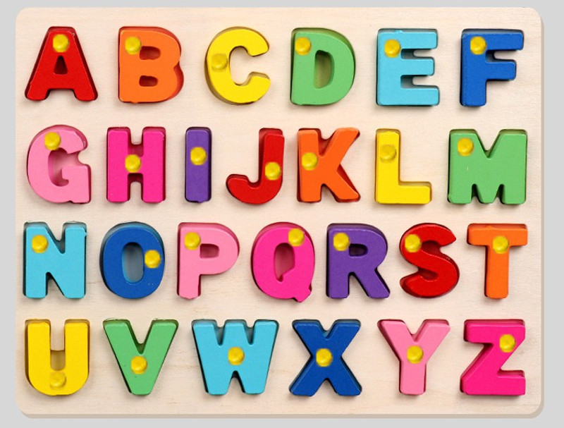 blue seed Alphabet Letter Board Wooden Montessori 3d Puzzle Kids Learning Educational Toys(Beige, Multicolor)