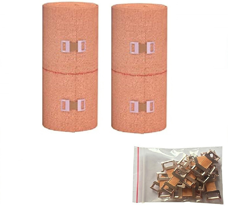 RARE OCEANS ELASTIC CREPE BANDAGE ( PACK OF 2) 10CM X 4 MTR FREE 10 PICS BANDAGE CLIPS Crepe Bandage(10 cm)