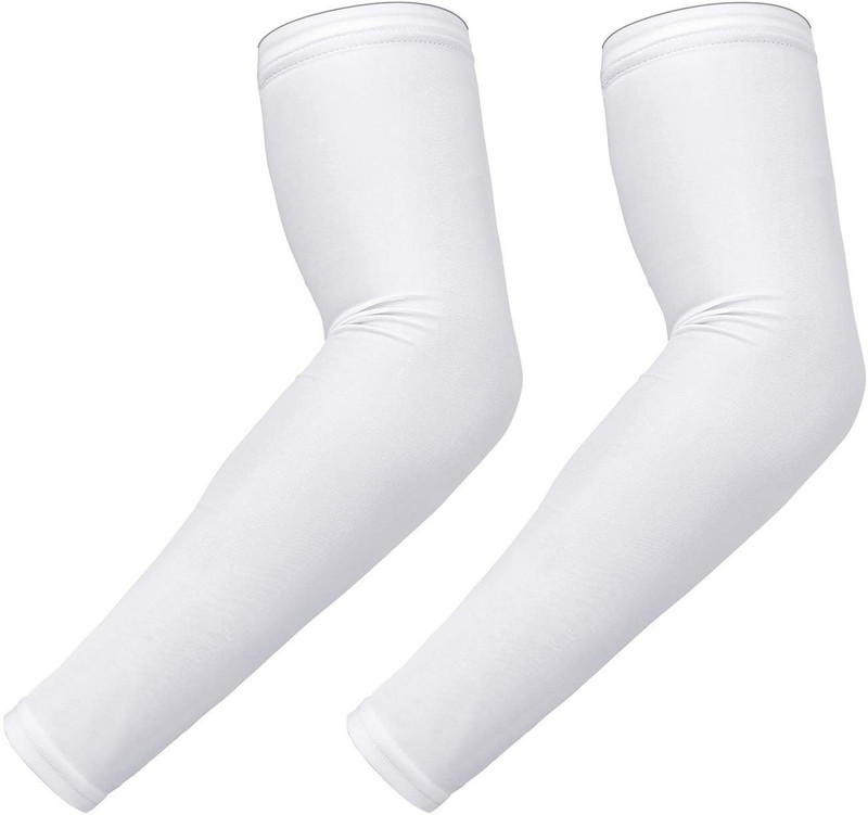 MOCKHE Arm Sleeves For Athletic Arm Sleeves Perfect For Bike Cricket Cycling & Running Riding Gloves(White)