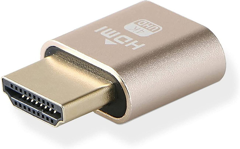 microware 4K HDMI Dummy Plug - High Resolution Virtual Monitor Display ,New Generation Headless Display Adapter Supports to 3840x2160@60Hz,1080@120Hz DVI EDID Emulator HDMI Connector(Golden)