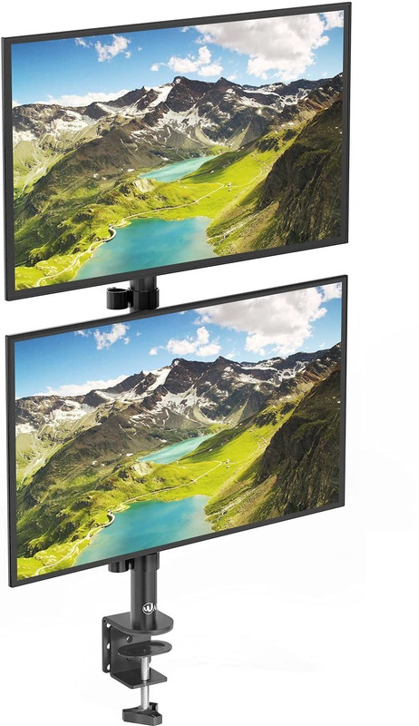 GITRU Dual Monitor Desk Mount Stand for LCD LED TV Vertical 2 Screens upto 27 Inch Desk Mount Monitor Arm