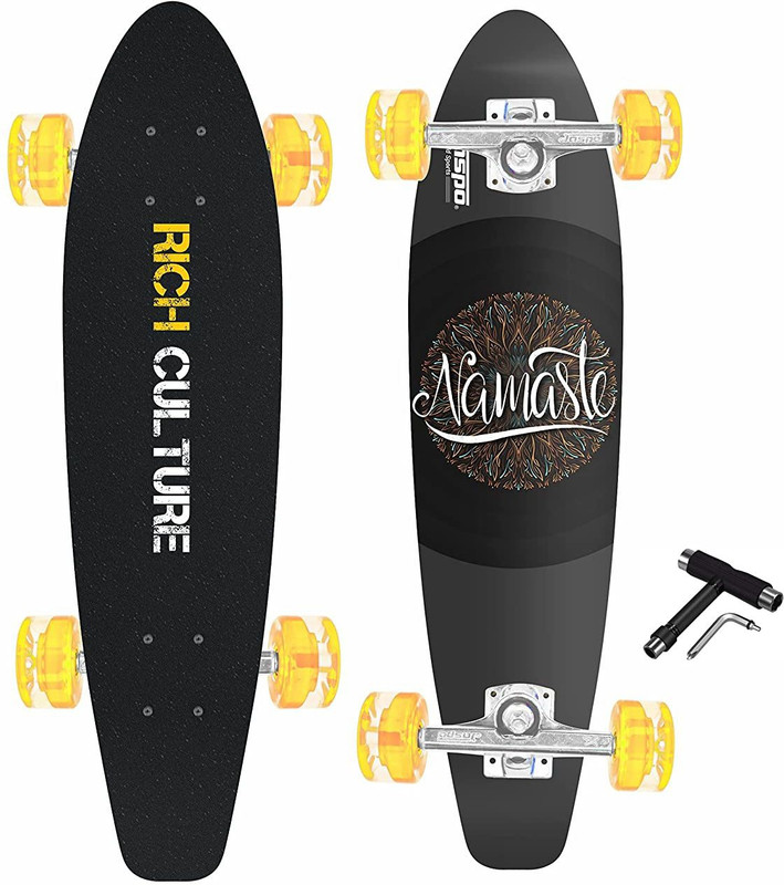 Jaspo Rich Culture Cruiser Board 7 Layer Wooden(Canadian Maple) Concave Skateboard 28 inch x 8 inch Skateboard(Black, Pack of 1)