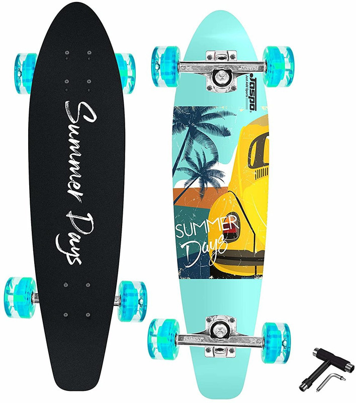 Jaspo Summer Days Cruiser Wooden(Concave Maple) Skateboard 7 Layer Complete Skateboard 28 inch x 8 inch Skateboard(Multicolor, Pack of 1)