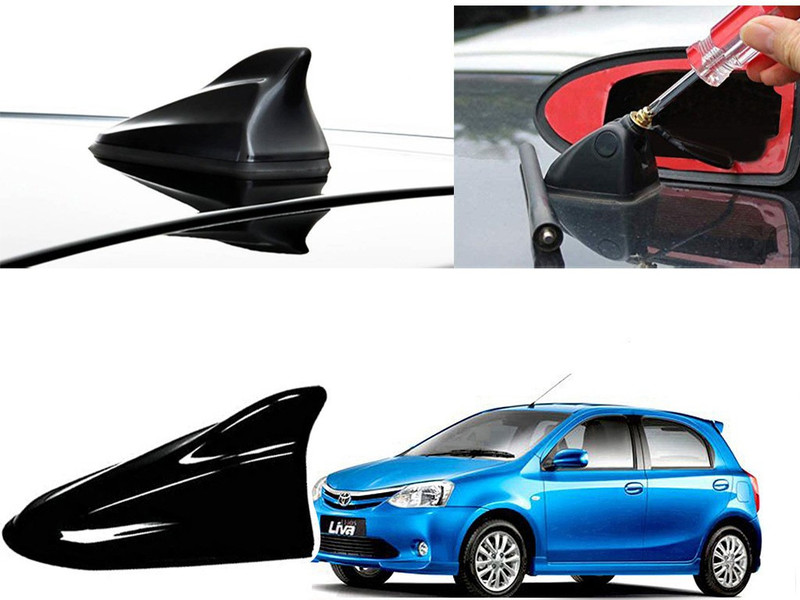 Shop Buy Shark Fin Roof top Signal Receiver for Toyota Etios Liva Black Car Antenna Shark Fin Roof top Signal Receiver for Toyota Etios Liva Black Car Antenna Satellite Vehicle Antenna