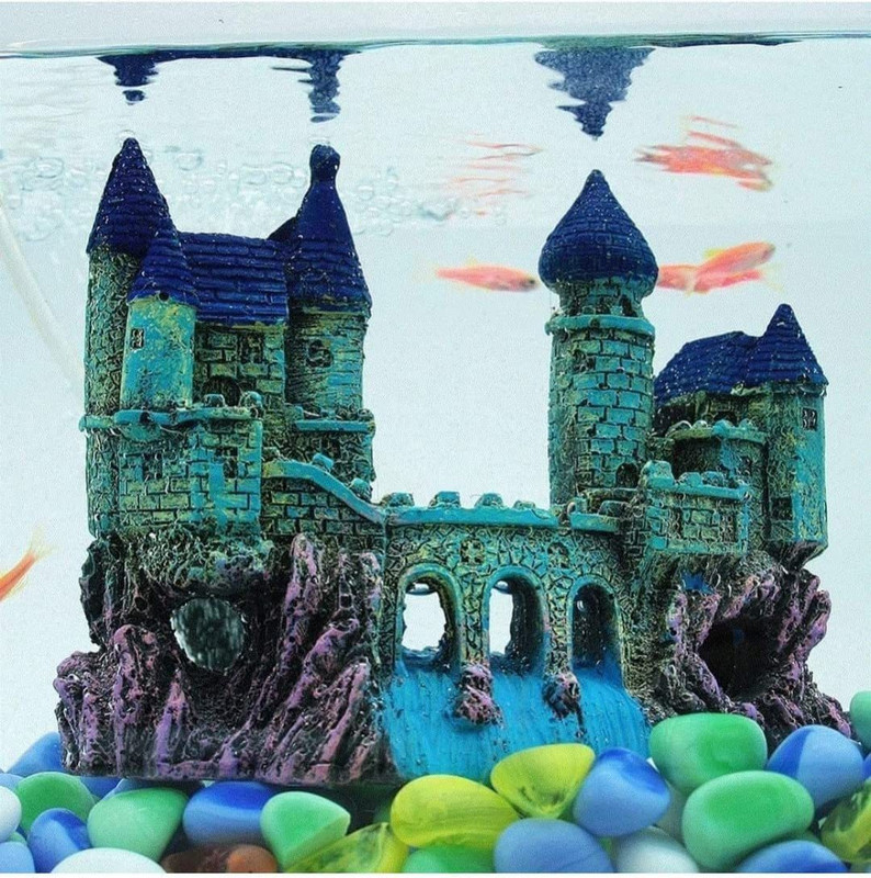 Mistletoe Aquarium small Castle Fish Beautiful Aquarium Decoration (16 x 6.5 x 13 cm) Laterite Unplanted Substrate(Multicolor, 0.5 kg)