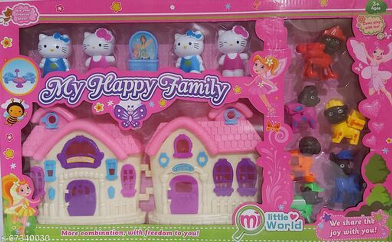The Cube Mart My Happy Family Doll House For Kids Fun(Multicolor)