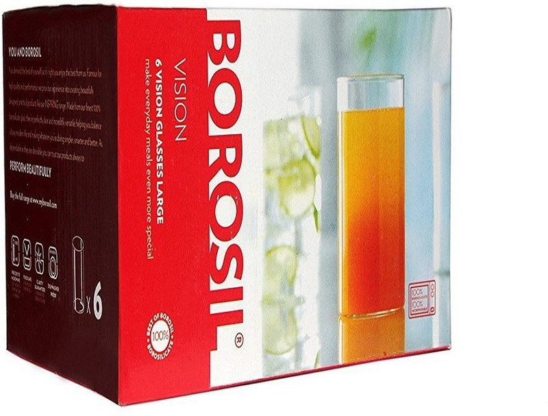 BOROSIL (Pack of 6) Vision Medium - 295ml Glass Set Water/Juice Glass(295 ml, Glass, Clear)