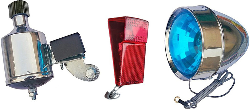GI Classic Bicycle Dynamo with Retro LED Front and Back Light 12v 6w LED Front Rear Light Combo(Silver)