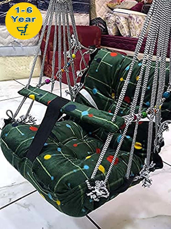 Kicchipai Cotton Baby Big Swing 1-6 Year Folding & Washable With Safety Belt Indor-Outdor Bouncer(Multicolor)